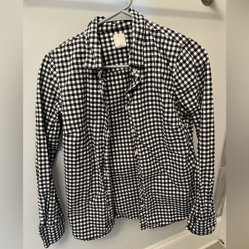 j crew black and white gingham button down